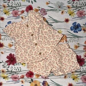 Floral Baby Girl Matching Set - Cream and Pink